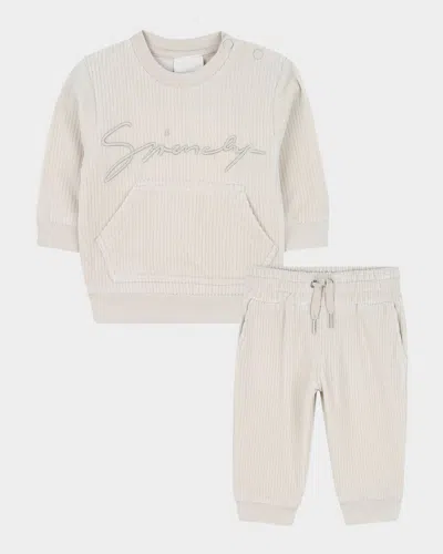 Givenchy Kids' Girl's Logo Embroidered Corduroy Track Suit In Multi
