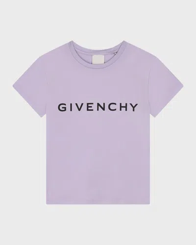 Givenchy Kids' Girl's Logo-print Classic T-shirt In Lilac