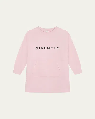 Givenchy Kids' Girl's Logo-print Fleece Hoodie Dress In Marshmallow