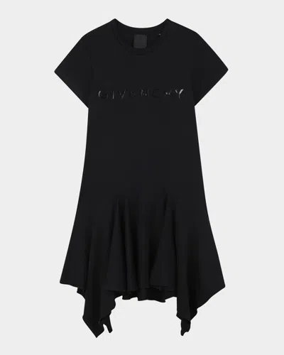 Givenchy Kids' Girl's Logo-print Flounce Dress In Black