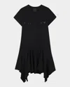 Givenchy Girl's Logo-print Flounce Dress In Black
