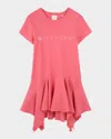 Givenchy Girl's Logo-print Flounce Dress In Rasberry