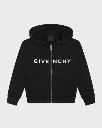 Givenchy Kids' Girl's Logo-print Hoodie In 09b-black