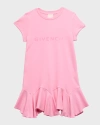 GIVENCHY GIRL'S LOGO-PRINT SHORT-SLEEVE FLOUNCE DRESS