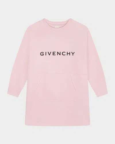 Givenchy Kids' Girl's Logo-print Sweatshirt Dress In Marshmallow