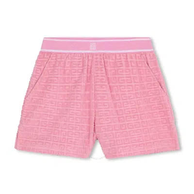 Givenchy Girls 4g-jacquard Terry Shorts In Pink