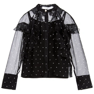 Givenchy Kids' Girls Black Silk Blouse & Camisole