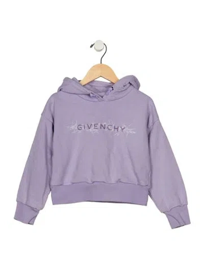 Pre-owned Givenchy Kids' Girls Branded Embroidered Hoodie In Purple