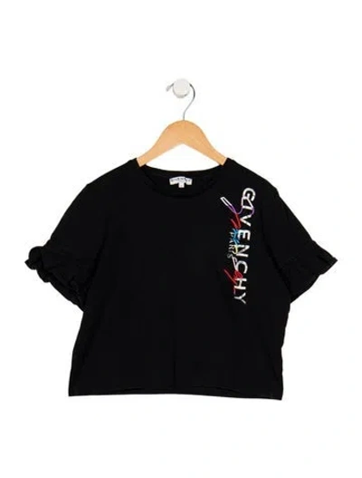 Pre-owned Givenchy Kids' Girls Branded Embroidered Shirt In Black