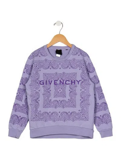 Pre-owned Givenchy Kids' Girls' Embroidered Crew-neck Long Sleeve Sweatshirt In Purple