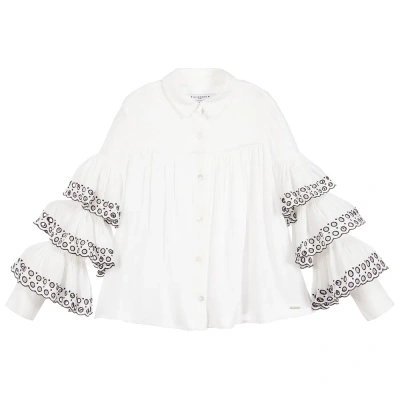 Givenchy Kids' Girls Ivory Ruffles Blouse