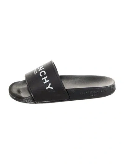 Pre-owned Givenchy Kids' Girls' Logo Print Rubber Slides In Black