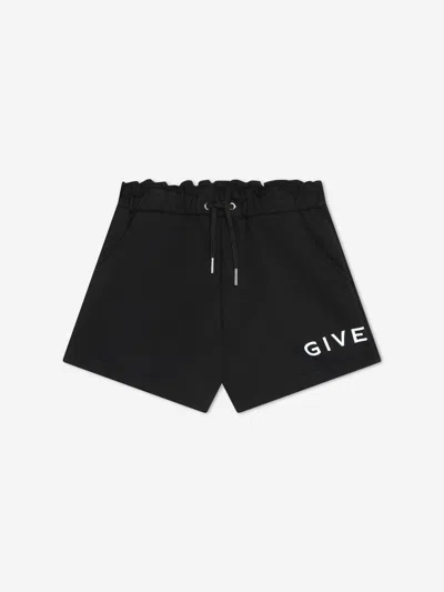 Givenchy Kids' Black Drawstring Shorts With All-over 4g Logo Print In Cotton Girl