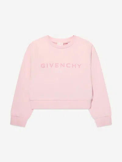 Givenchy Kids' Logo印花抓绒卫衣 In Pink