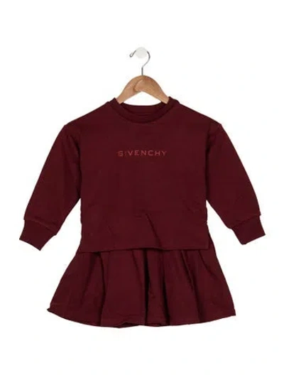 Pre-owned Givenchy Babies' Girls's Long Sleeve Dress W/tags In Burgundy