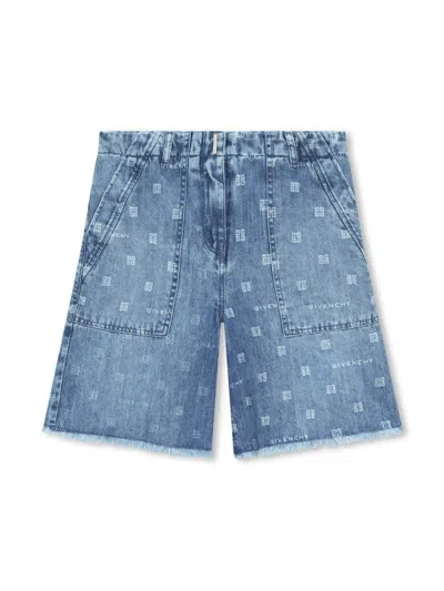 Givenchy Girls' Mini Denim Bermuda Shorts In Blue