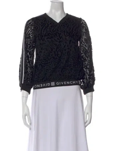 Pre-owned Givenchy Kids' Girls Pattern Print Long-sleeve Top In Black