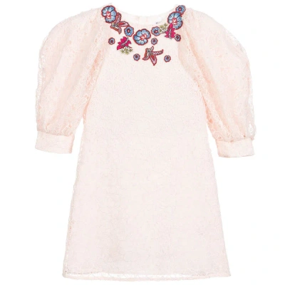 Givenchy Kids' Girls Pink Floral Lace Dress