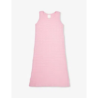 Givenchy Girls Pink Kids Logo-print Round-neck Knitted Dress 8-12 Years