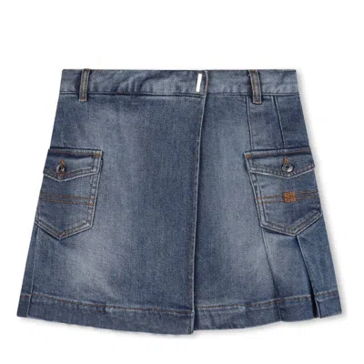 GIVENCHY GIVENCHY GIRLS PLEATED COTTON DENIM SKIRT