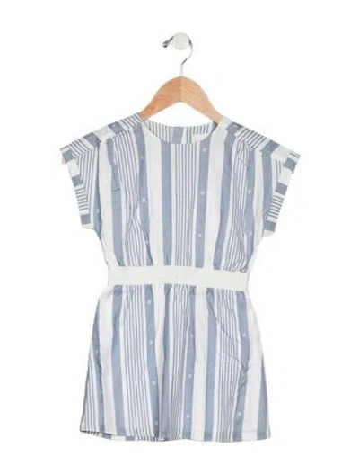 Pre-owned Givenchy Babies' Girls Short Sleeve Striped Dress W/tags In Blue/white
