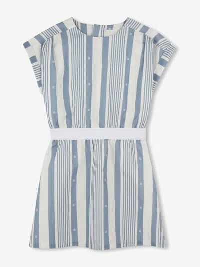 Givenchy Babies' Girls Striped Linen Dress In Blue
