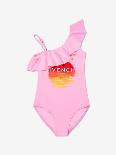 Givenchy Kids'  Girls Sunset Print Swimming Costume In Pink