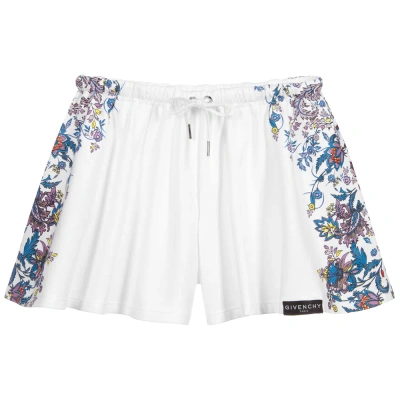 Givenchy Girls Teen White Floral Logo Shorts