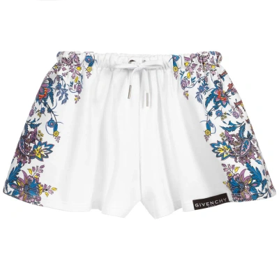 Givenchy Kids' Girls White Jersey Culotte Shorts