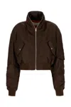 Givenchy Cropped Flap Pocket Jackets With High Collar In Brown