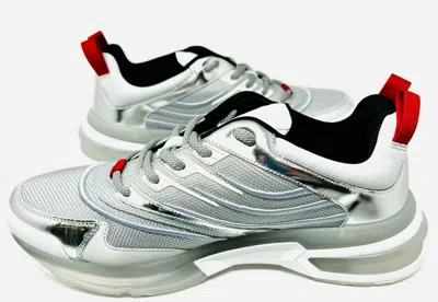 Pre-owned Givenchy Giv 1 Silvery Silver Low Top Leather Men's Sneakers Shoes Eu Sz. 44