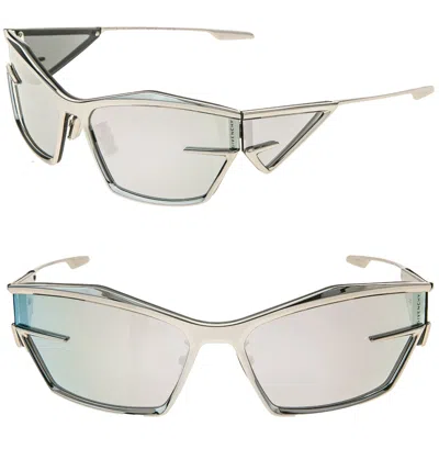 Pre-owned Givenchy Giv Cut 40066 Silver Blue Mirror Metal Runway Unisex Gv40066u Sunglass