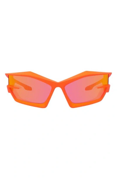 Givenchy Giv Cut 69mm Oversize Geometric Sunglasses In Matte Orange / Smoke Mirror