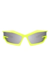 Givenchy Giv Cut 69mm Oversize Geometric Sunglasses In Matte Yellow / Smoke Mirror