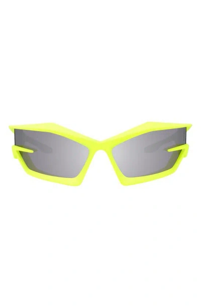 Givenchy Giv Cut 69mm Oversize Geometric Sunglasses In Matte Yellow / Smoke Mirror