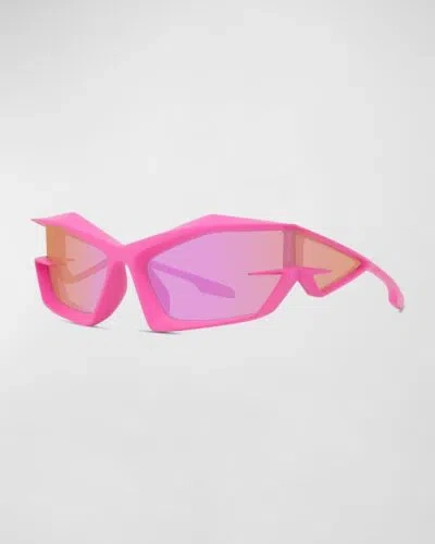 Pre-owned Givenchy Giv Cut Gv40049i 73y Wrap Sunglasses Matte Pink Violet Mirror Authentic