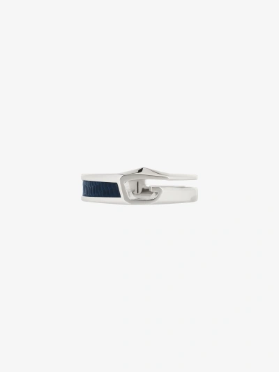 Givenchy Men's Giv Cut Ring In Metal And Leather In Blue Silvery