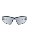Givenchy Geometric Frame Sunglasses In Shiny Palladium & Smoke Mirror