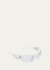 Givenchy Givcut Nylon Wrap Sunglasses In White Smoke Mirro