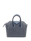 Givenchy Mini Antigona Denim Tote Bag In Brown