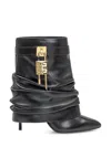 Givenchy Women Black Nappa Leather Shark Lock Stiletto Ankle Boots In Black