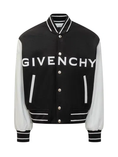 GIVENCHY GIVENCHY GIVENCHY BOMBER JACKET IN WOOL AND LEATHER