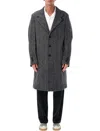 Givenchy Men Wool Blend Coat With Herringbone Motif In Gray