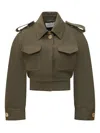 Givenchy Military Green Crop Jacket With Gold Buttons In Gray