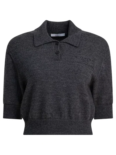 Givenchy " Paris 1952" Wool Polo Shirt In Gray