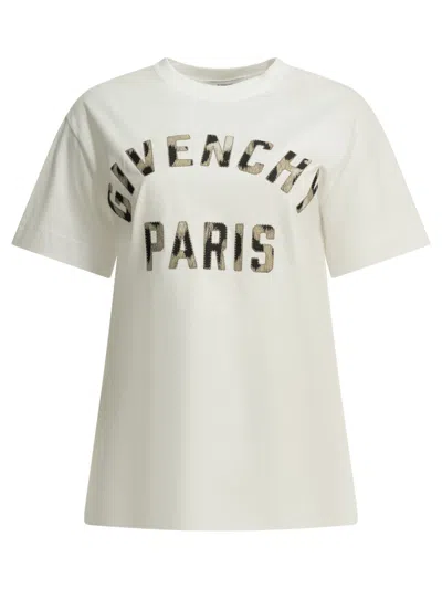 Givenchy " Paris" Crew-neck T-shirt In White