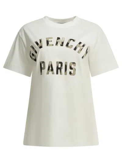 Givenchy " Paris" Crew-neck T-shirt In White