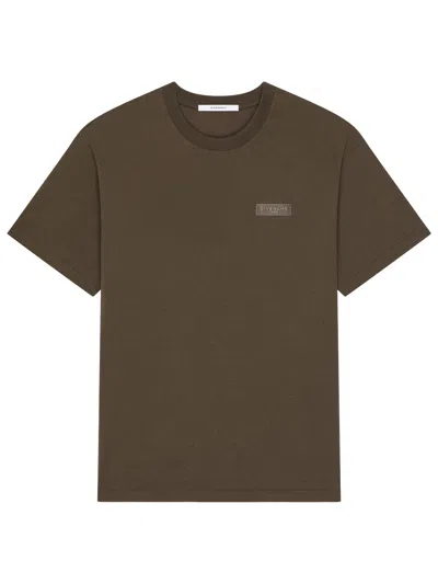 Givenchy Paris Gros Grain Cotton T-shirt In Brown