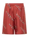 Givenchy Red Silk Shorts With Logo In Red