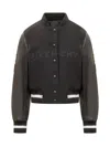 Givenchy Wool Blend Parka With Leather Sleeves And Iconic Branding In Black
